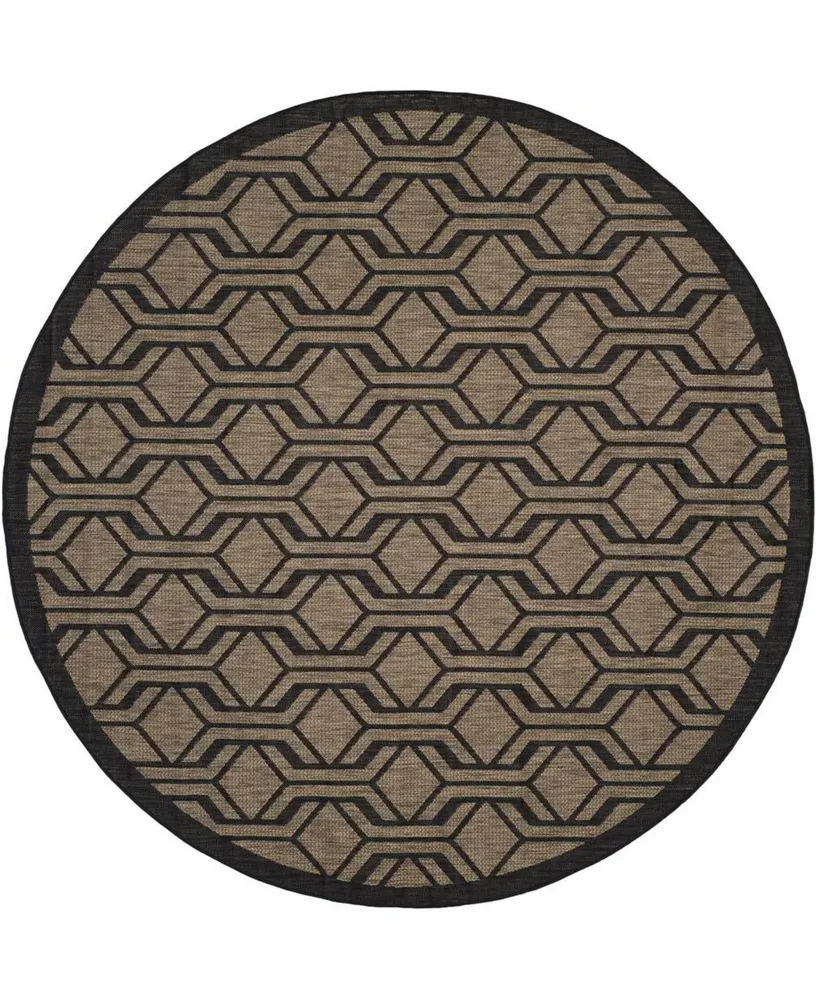 Safavieh Courtyard CY6114 Brown and Black 6'7" x 6'7" Sisal Weave Round Outdoor Area Rug