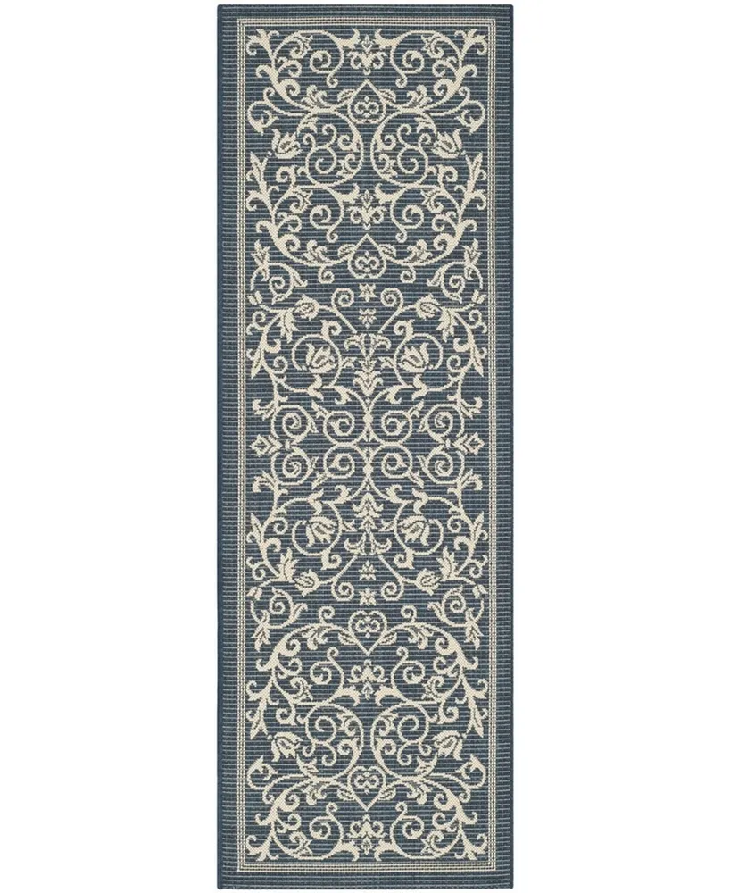 Safavieh Courtyard CY2098 Navy and Beige 2'3" x 10' Sisal Weave Runner Outdoor Area Rug