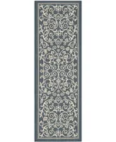 Safavieh Courtyard CY2098 Navy and Beige 2'3" x 10' Sisal Weave Runner Outdoor Area Rug