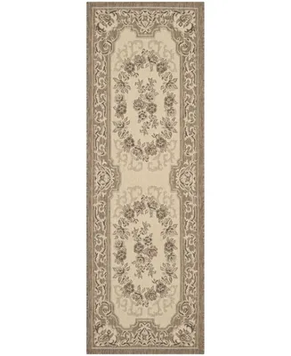Safavieh Courtyard CY7208 Creme and Brown 2'3" x 10' Sisal Weave Runner Outdoor Area Rug