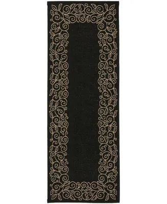 Safavieh Courtyard CY5139 Black and Beige 2'7" x 8'2" Runner Outdoor Area Rug