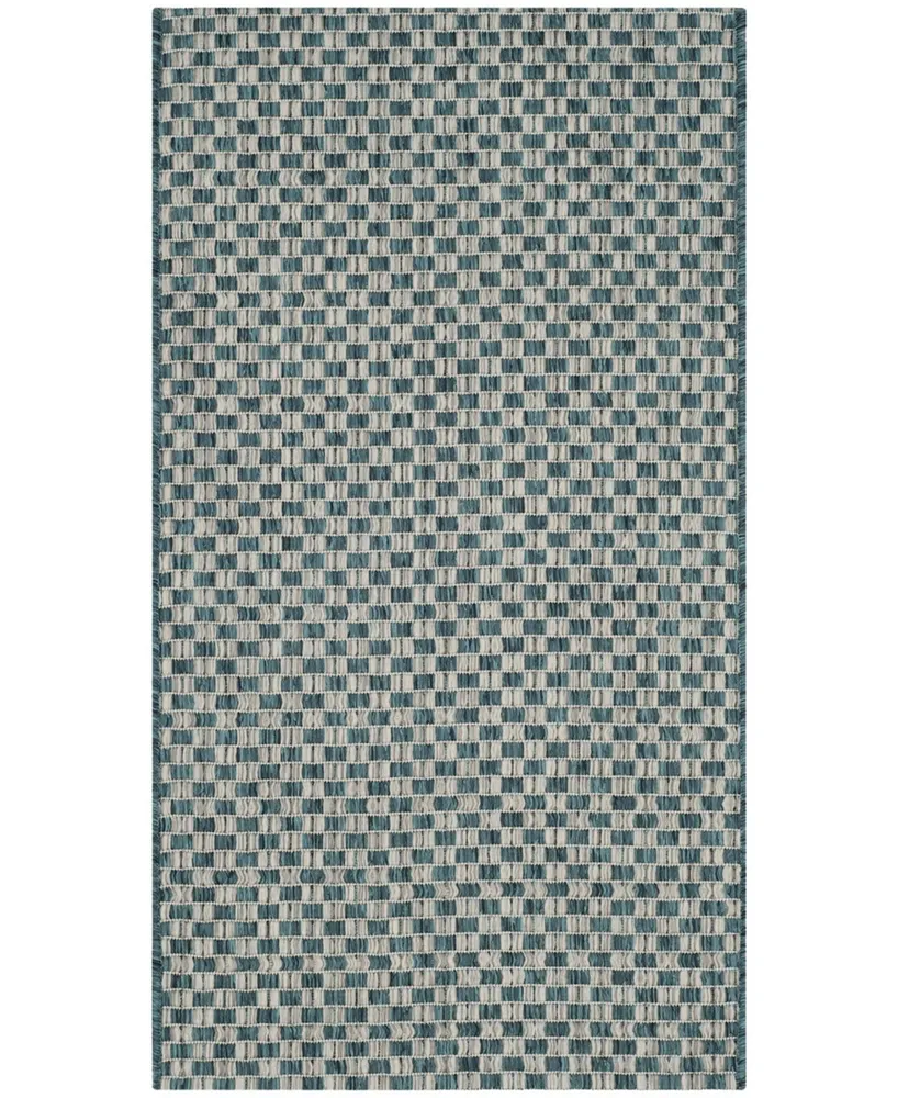 Safavieh Courtyard CY8653 Turquoise and Light Gray 2'7" x 5' Sisal Weave Outdoor Area Rug