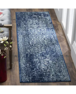 Safavieh Evoke EVK256 Navy and Ivory 2'2" x 9' Runner Area Rug