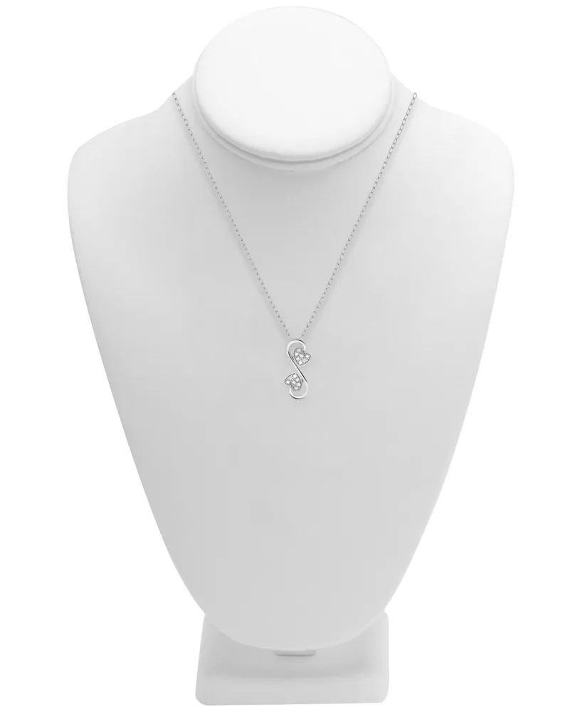 Diamond Double Heart 18" Pendant Necklace (1/10 ct. t.w.) in Sterling Silver