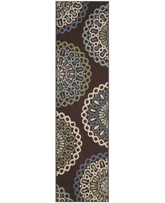 Safavieh Veranda VER092 Chocolate and Blue 2'3" x 8' Runner Outdoor Area Rug