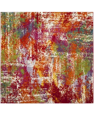 Safavieh Watercolor WTC695 Orange and Green 6'7" x 6'7" Square Area Rug