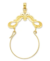 14k Gold Charm Holder, Polished Ribbon Decorated Charm Holder