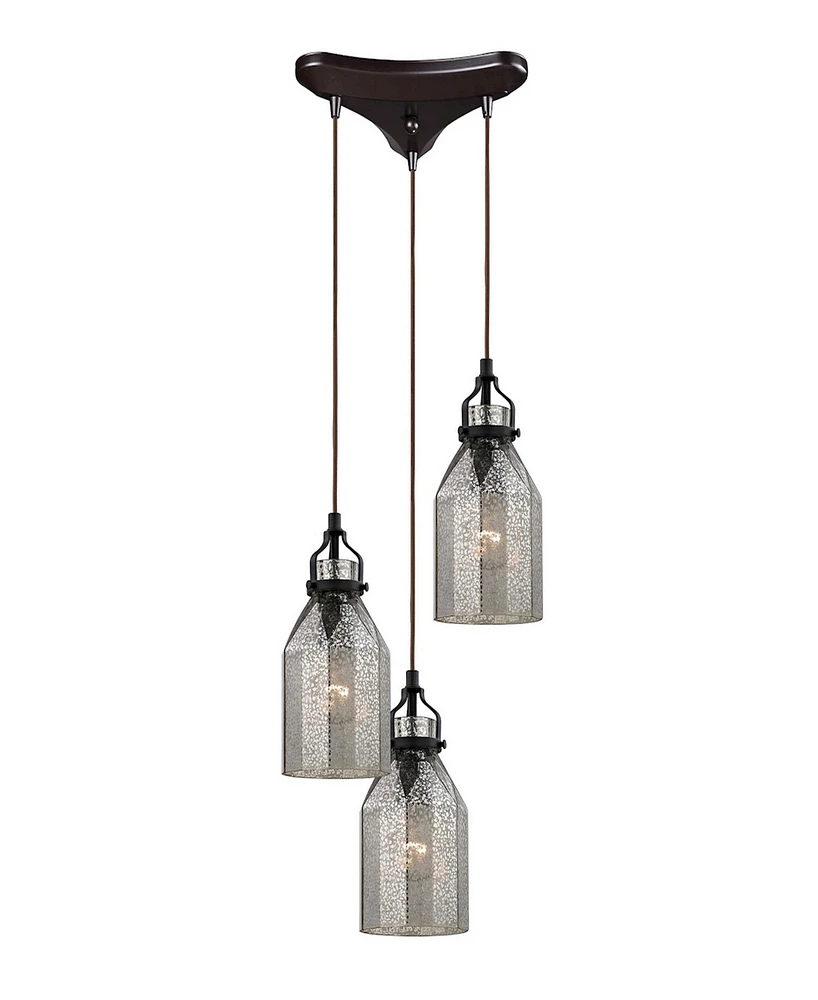 Danica 3 Light Pendant in Oil Rubbed Bronze and Mercury Glass