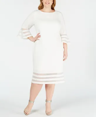 Calvin Klein Plus Sheer-Stripe Sheath Dress