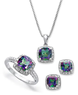 Sterling Silver Jewelry Set, Mystic Topaz (4-3/4 ct. t.w.) and Diamond Accent Necklace, Earrings Ring Set