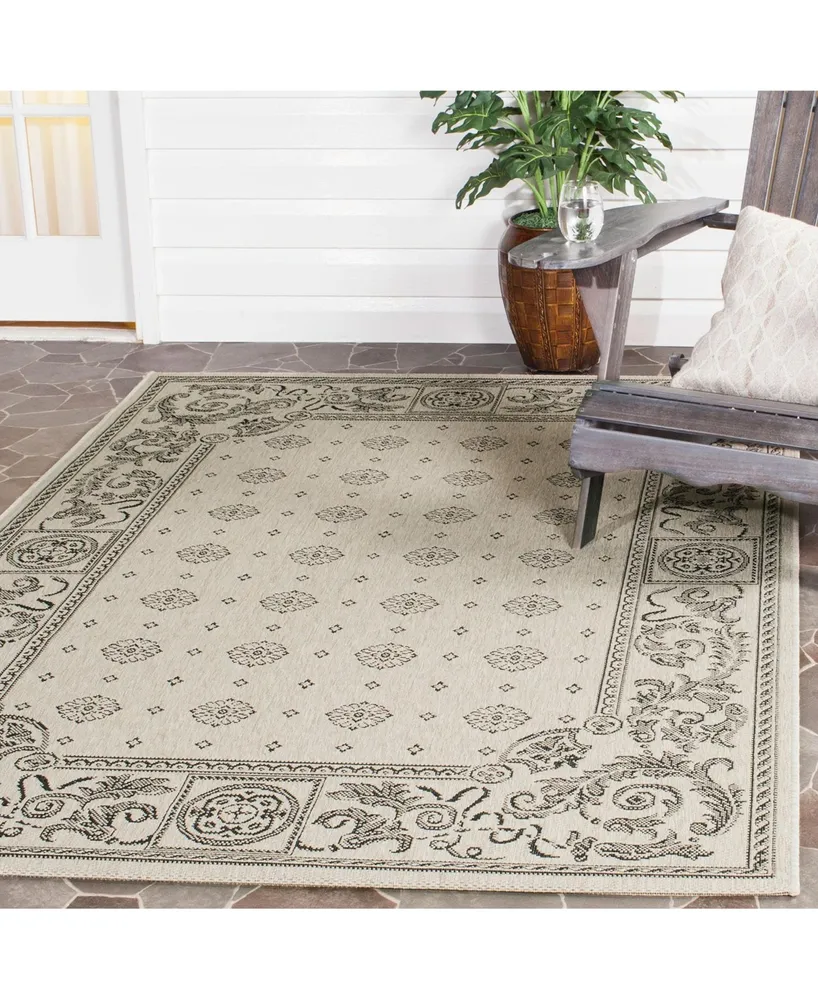 Safavieh Courtyard CY1356 Sand and Black 6'7" x 9'6" Outdoor Area Rug