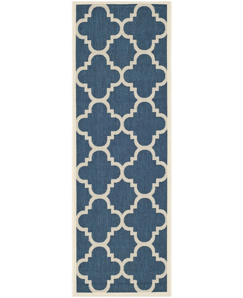 Safavieh Courtyard CY6243 Navy and Beige 2'3" x 10' Sisal Weave Runner Outdoor Area Rug