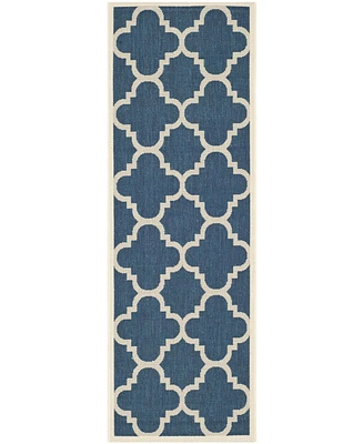 Safavieh Courtyard CY6243 Navy and Beige 2'3" x 10' Sisal Weave Runner Outdoor Area Rug