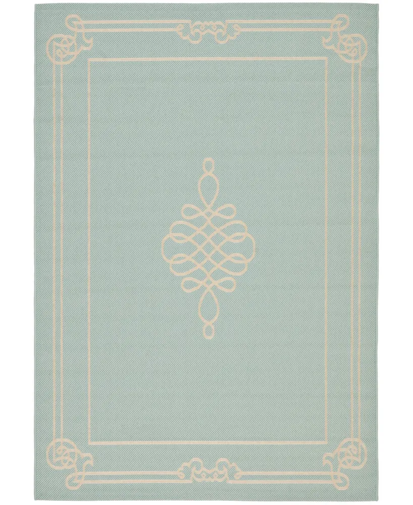 Safavieh Courtyard CY6788 Aqua and Cream 4' x 5'7" Outdoor Area Rug