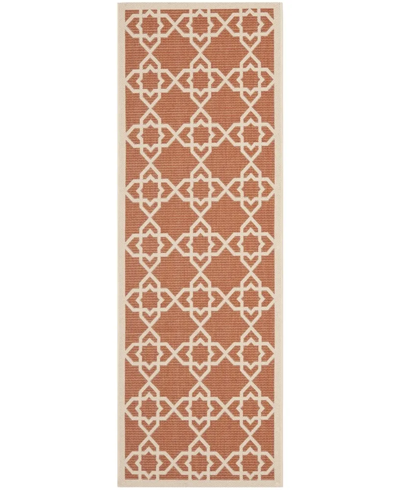 Safavieh Courtyard CY6032 Terracotta and Beige 2'3" x 10' Runner Outdoor Area Rug