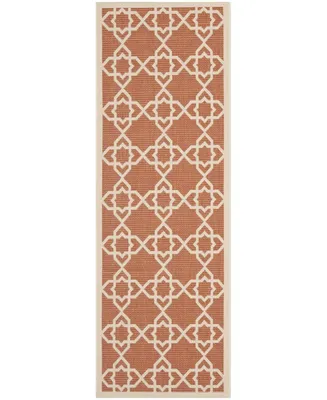 Safavieh Courtyard CY6032 Terracotta and Beige 2'3" x 10' Runner Outdoor Area Rug