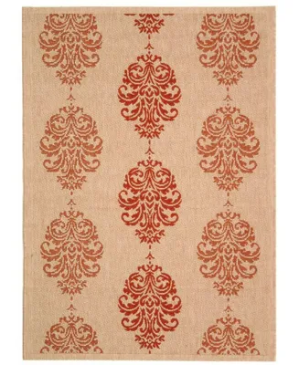 Safavieh Courtyard CY2720 Natural and Red 7'10" x 7'10" Square Outdoor Area Rug