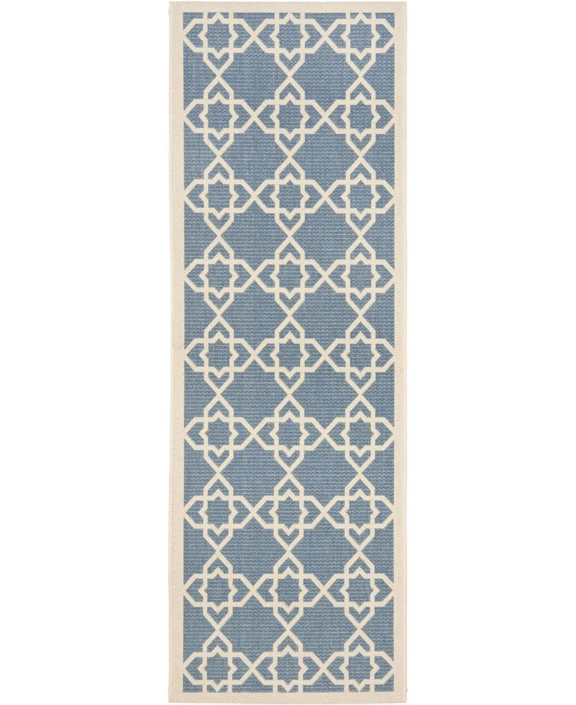 Safavieh Courtyard CY6032 Blue and Beige 2'3" x 14' Sisal Weave Runner Outdoor Area Rug