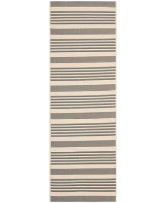 Safavieh Courtyard CY6062 Grey and Bone 2'3" x 12' Runner Outdoor Area Rug