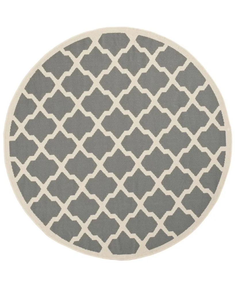 Safavieh Courtyard CY6903 Anthracite and Beige 6'7" x 6'7" Sisal Weave Round Outdoor Area Rug