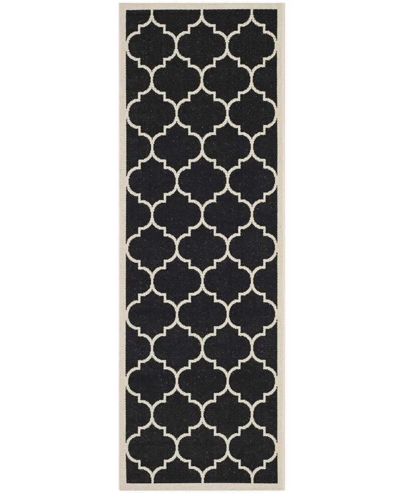 Safavieh Courtyard CY6914 Black and Beige 2'3" x 12' Sisal Weave Runner Outdoor Area Rug