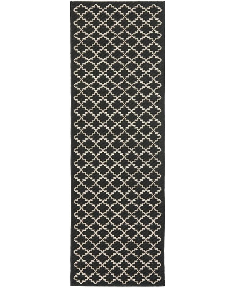 Safavieh Courtyard CY6919 Black and Beige 2'3" x 18' Runner Outdoor Area Rug