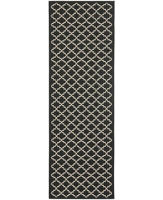 Safavieh Courtyard CY6919 Black and Beige 2'3" x 18' Runner Outdoor Area Rug