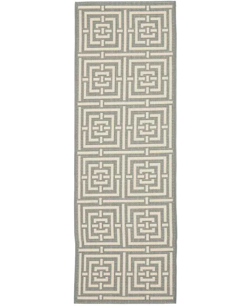 Safavieh Courtyard CY6937 Grey and Cream 2'3" x 12' Sisal Weave Runner Outdoor Area Rug