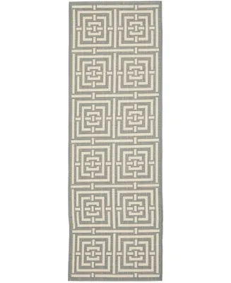 Safavieh Courtyard CY6937 Grey and Cream 2'3" x 12' Sisal Weave Runner Outdoor Area Rug