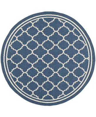 Safavieh Courtyard CY6918 Navy and Beige 7'10" x 7'10" Sisal Weave Round Outdoor Area Rug