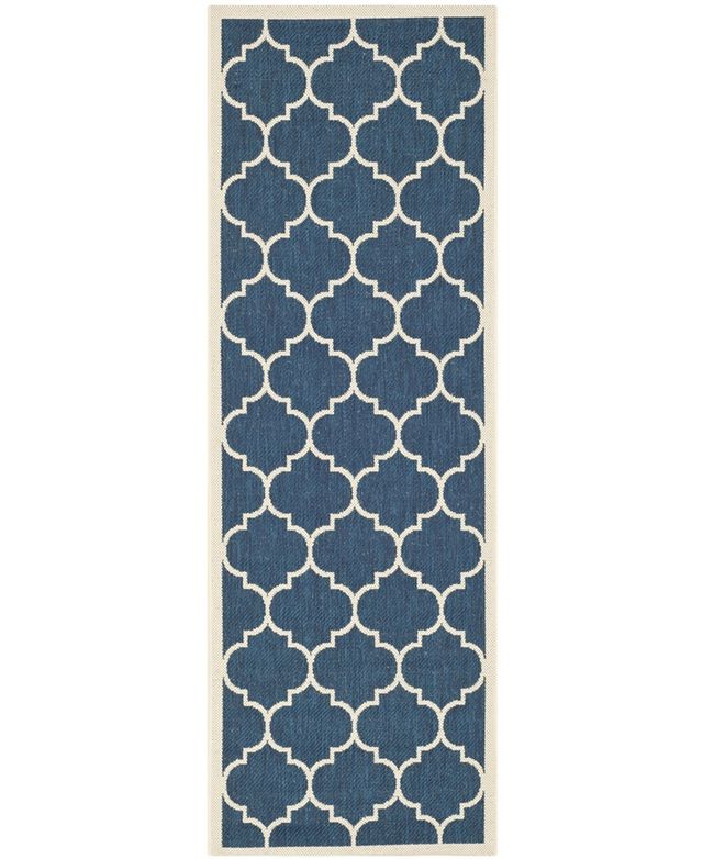 Safavieh Courtyard CY6914 Navy and Beige 2'3" x 8' Sisal Weave Runner Outdoor Area Rug