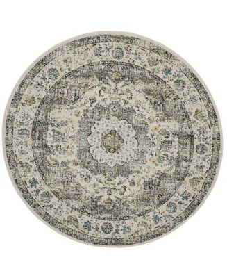 Safavieh Evoke EVK220 Gray and Gold 6'7" x 6'7" Round Area Rug