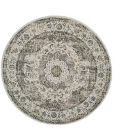 Safavieh Evoke EVK220 Gray and Gold 6'7" x 6'7" Round Area Rug