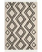 Safavieh Moroccan Fringe Shag MFG247 Cream and Charcoal 4' X 6' Area Rug