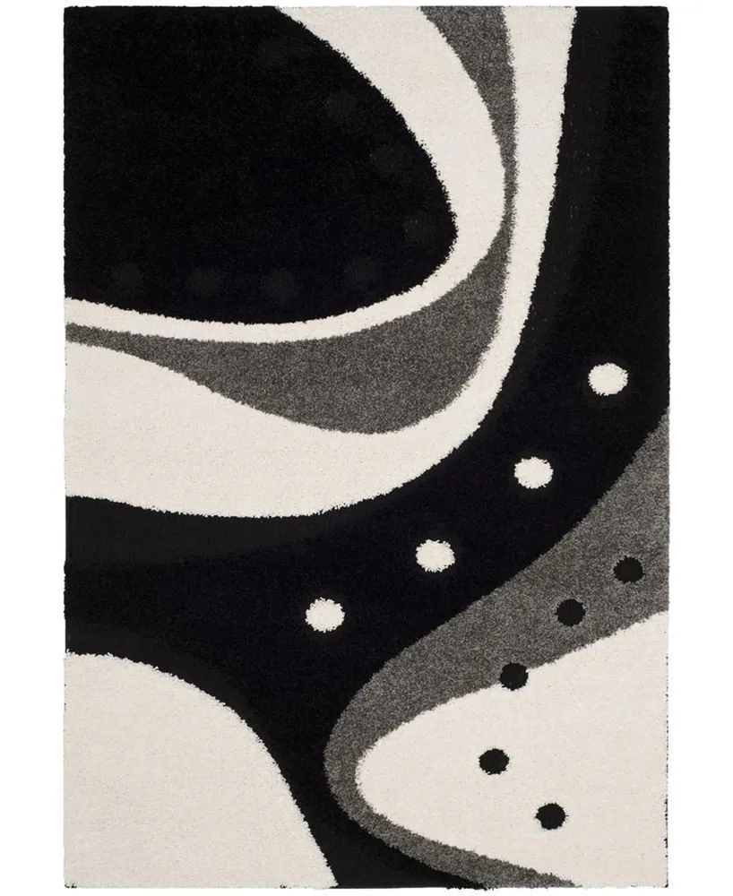 Safavieh Florida Shag SG473 Black and Ivory 4' x 6' Area Rug