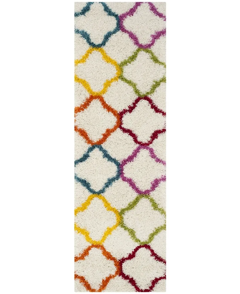 Safavieh Shag Kids SGK563 Ivory and Multi 2'3" x 9' Runner Area Rug