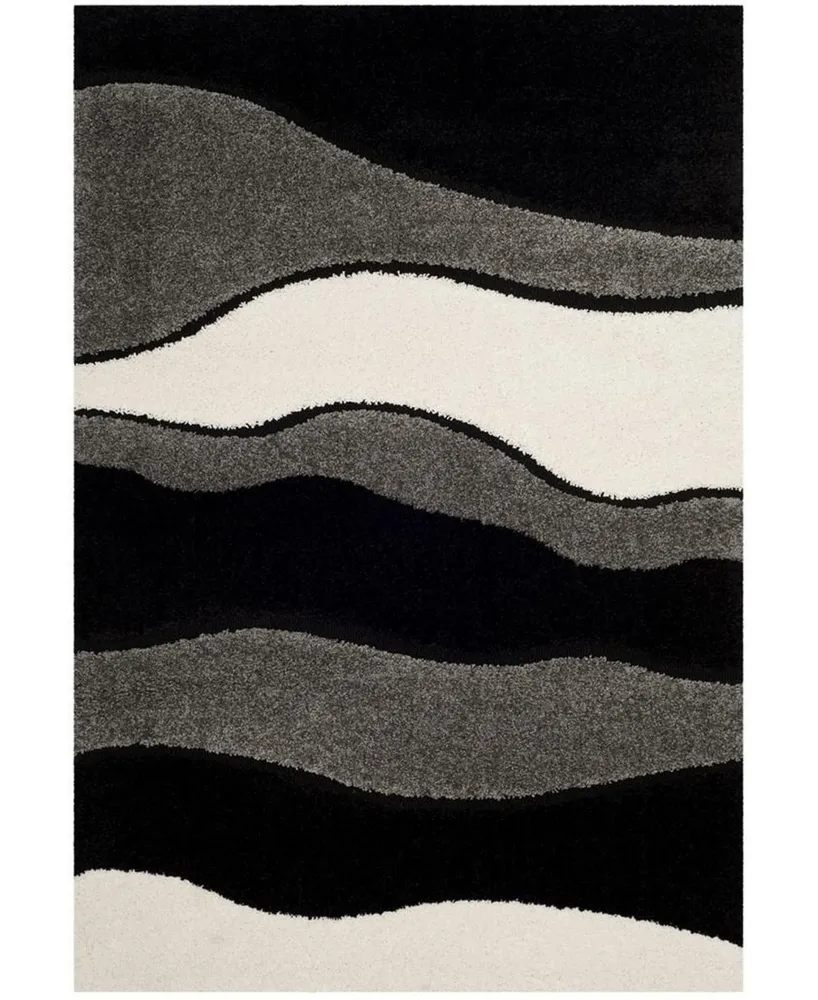 Safavieh Florida Shag SG475 Gray and Black 4' x 6' Area Rug