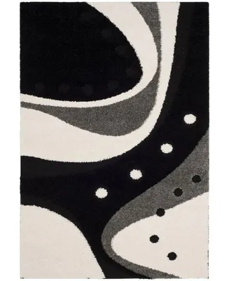 Safavieh Florida Shag SG473 Black and Ivory 5'3" x 7'6" Area Rug