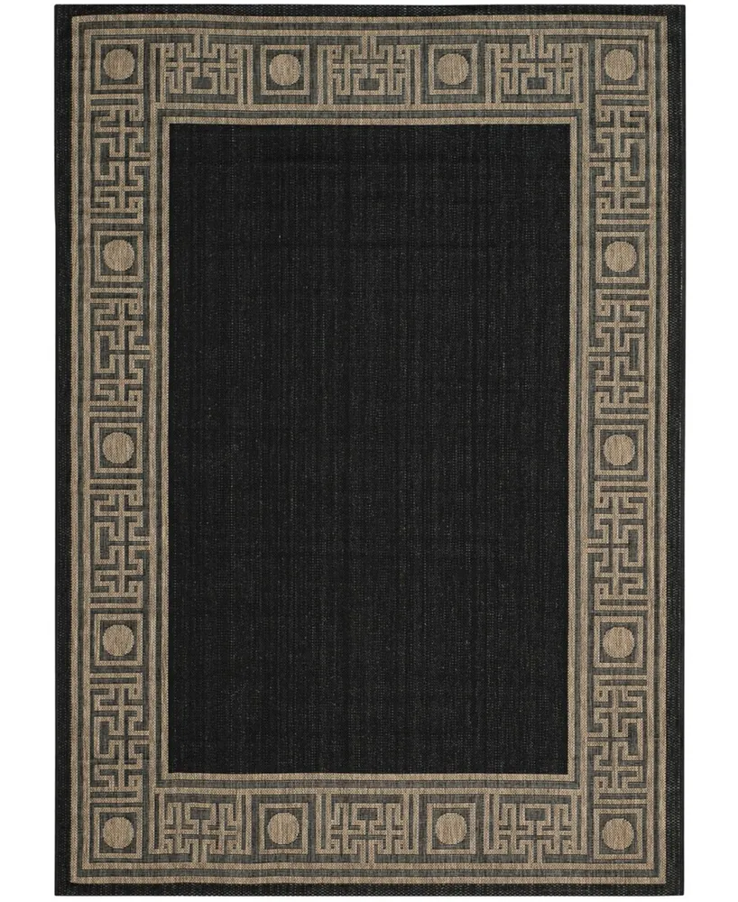 Safavieh Courtyard CY5143 Black and Coffee 6'7" x 6'7" Sisal Weave Square Outdoor Area Rug