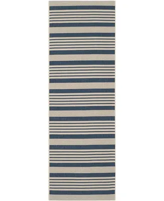 Safavieh Courtyard CY6062 Navy and Beige 2'3" x 12' Sisal Weave Runner Outdoor Area Rug