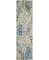 Safavieh Watercolor Ivory and Peacock Blue 2'2" x 10' Runner Area Rug