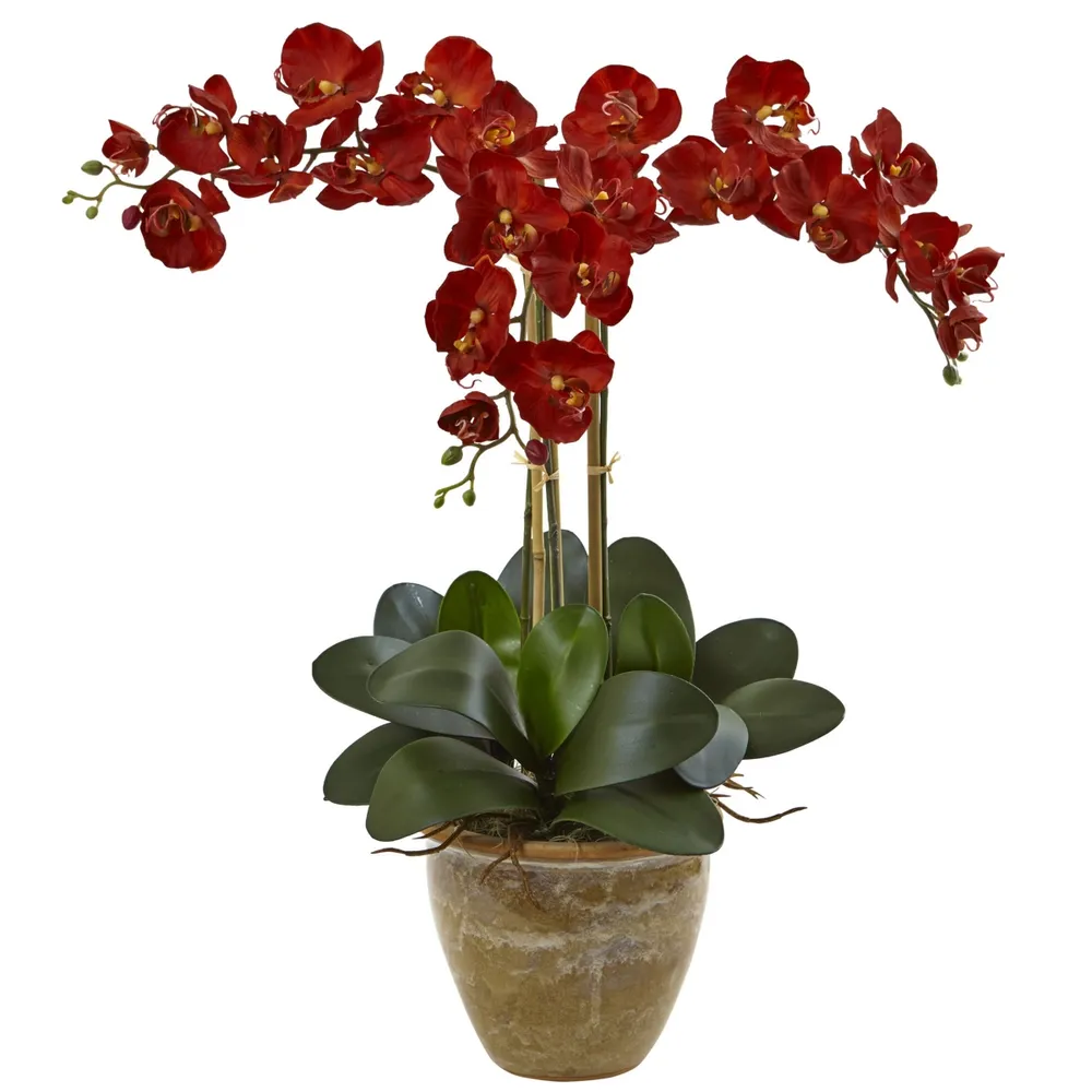 Nearly Natural Triple Stem Phalaenopsis Silk Arrangement, Seasonal