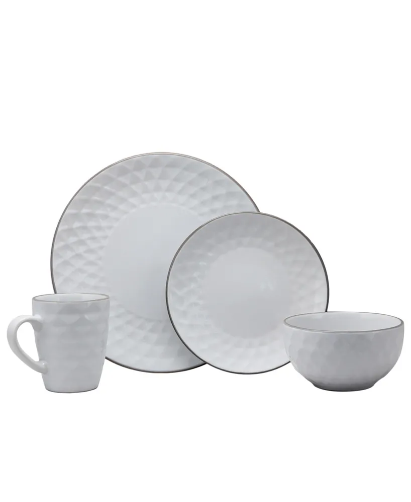 Elama Medici Pearl 16 Piece Dinnerware Set, White