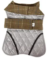 Touchdog 2-in-1 Windowpane Plaided Dog Jacket with Matching Reversible Mat