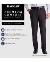 Haggar Men's Premium Comfort Straight-Fit 4-Way Stretch Wrinkle-Free Flat-Front Dress Pants