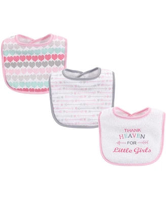 Luvable Friends Baby Girl Cotton Drooler Bibs with Fiber Filling 3pk