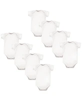 Luvable Friends Cotton Bodysuits 8Pk, White, 18-24 Months