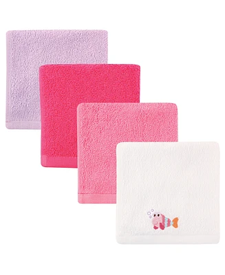 Luvable Friends Baby Girl Super Soft Cotton Washcloths, Pink Elephant, One