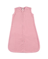 Hudson Baby Girls Plush Sleeping Bag, Sack, Blanket, Solid Light Pink Fleece