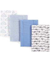 Hudson Baby Flannel Burp Cloth, 4-Pack